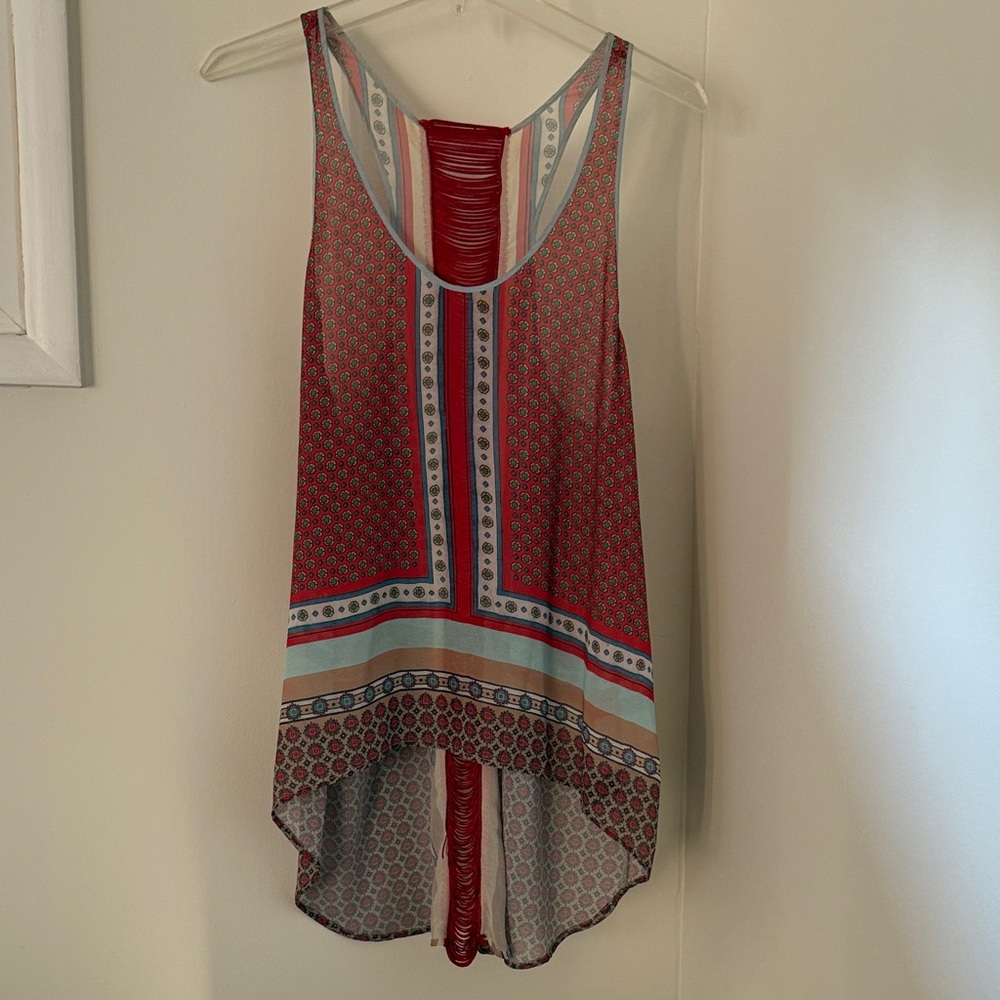 Clover Canyon Red and Blue Geometric Tank Top